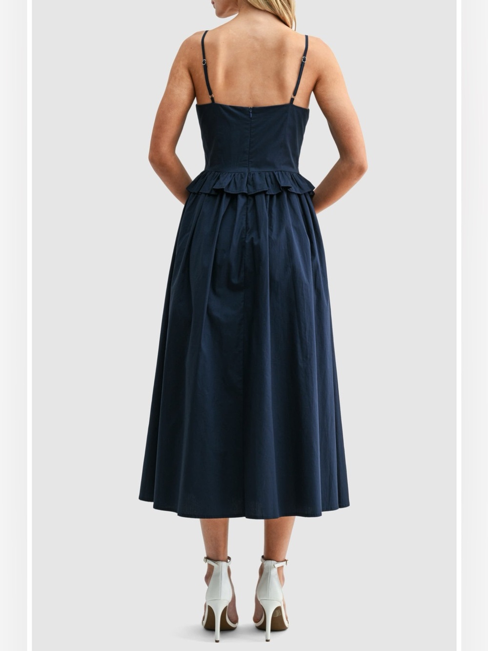 All in Favor Navy Spaghetti Strap Ruffle Dress - Picture 2 of 7